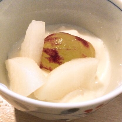 梨とぶどう入りです♪とても美味しかったです♬レシピありがとうございます♪(^_−)−☆